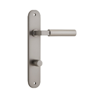 Iver Berlin Door Lever Handle on Oval Backplate Privacy Satin Nickel 14766P85