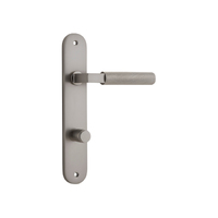 Iver Brunswick Door Lever Handle on Oval Backplate Privacy Satin Nickel 14768P85