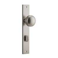 Iver Paddington Door Knob on Rectangular Backplate Privacy Satin Nickel 14820P85