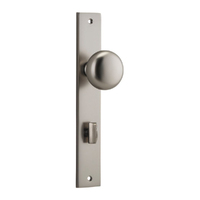 Iver Cambridge Door Knob on Rectangular Backplate Privacy Satin Nickel 14822P85