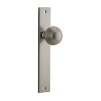 Iver Guildford Door Knob on Rectangular Backplate Passage Satin Nickel 14824