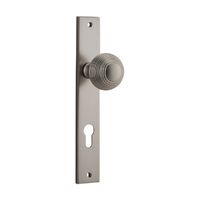 Iver Guildford Door Knob on Rectangular Backplate Euro Satin Nickel 14824E85