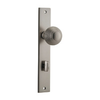 Iver Guildford Door Knob on Rectangular Backplate Privacy Satin Nickel 14824P85