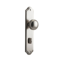 Iver Paddington Door Knob on Shouldered Backplate Privacy Satin Nickel 14826P85