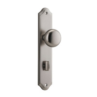 Iver Cambridge Door Knob on Shouldered Backplate Privacy Satin Nickel 14828P85