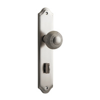 Iver Guildford Door Knob on Shouldered Backplate Privacy Satin Nickel 14830P85