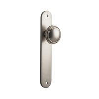 Iver Paddington Door Knob on Oval Backplate Passage Satin Nickel 14832