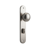 Iver Paddington Door Knob on Oval Backplate Privacy Satin Nickel 14832P85