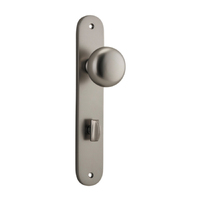 Iver Cambridge Door Knob on Oval Backplate Privacy Satin Nickel 14834P85