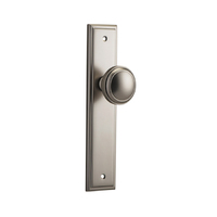 Iver Paddington Door Knob on Stepped Backplate Passage Satin Nickel 14838