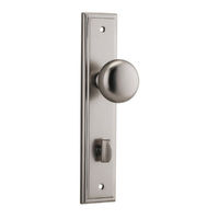 Iver Cambridge Door Knob on Stepped Backplate Privacy Satin Nickel 14840P85