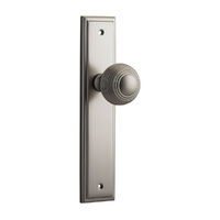 Iver Guildford Door Knob on Stepped Backplate Passage Satin Nickel 14842