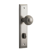 Iver Guildford Door Knob on Stepped Backplate Privacy Satin Nickel 14842P85