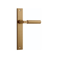 Iver Berlin Door Lever Handle on Rectangular Backplate Passage Brushed Brass 15250