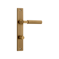 Iver Berlin Door Lever Handle on Rectangular Backplate Privacy Brushed Brass 15250P85