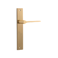 Iver Como Door Lever Handle on Rectangular Backplate Passage Brushed Brass 15254