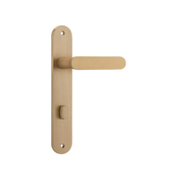 Iver Bronte Door Lever Handle on Oval Backplate Privacy Brushed Brass 15264P85