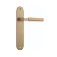 Iver Berlin Door Lever Handle on Oval Backplate Passage Brushed Brass 15266