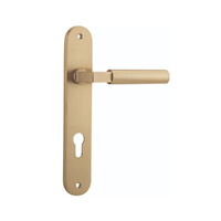 Iver Berlin Door Lever Handle on Oval Backplate Euro Brushed Brass 15266E85