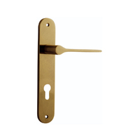 Iver Como Door Lever Handle on Oval Backplate Euro Brushed Brass 15270E85