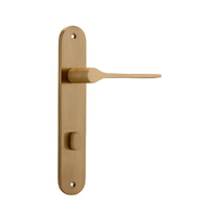 Iver Como Door Lever Handle on Oval Backplate Privacy Brushed Brass 15270P85