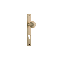 Iver Guildford Door Knob on Rectangular Backplate Euro Brushed Brass 15324E85