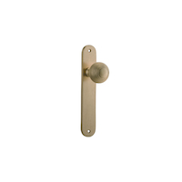 Iver Guildford Door Knob on Oval Backplate Passage Brushed Brass 15336