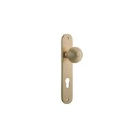 Iver Guildford Door Knob on Oval Backplate Euro Brushed Brass 15336E85