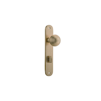 Iver Guildford Door Knob on Oval Backplate Privacy Brushed Brass 15336P85