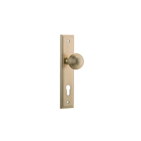 Iver Guildford Door Knob on Stepped Backplate Euro Brushed Brass 15342E85