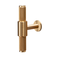 Buster and Punch Knurled Cabinet T-Bar Handle Brass RTB-054085