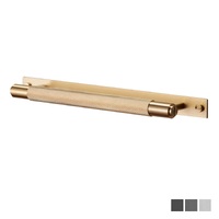 Buster and Punch Cabinet Cross Knurled Pull Bar Handle on Backplate - Available in Various Finishes and Sizes