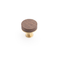 Castella Kereste Cabinet Door Knob 30mm Walnut Satin Brass 235.030.35S