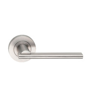 Dormakaba Coastal Passage Door Lever Handle on Round Rose 53mm Satin Stainless Steel 4300/36SSS