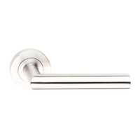 Dormakaba Coastal Door Lever Handle on Round Rose Polished Stainless 4300/85PSS