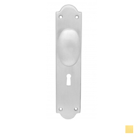 KR Lucas Pavtom Oval Door Knob on Victorian Plate Bit Key - Available in Polished Brass and Satin Chrome