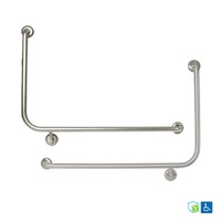 Metlam 90 Degrees Flush Mount Side Wall Grab Rail Antimicrobial - Available in Left and Right Hand