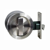 Nidus Sliding Cavity Round Privacy Door Lock with End Pull Satin Stainless Steel SCD-SN2-RD-SS