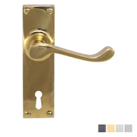 Superior Brass Colonial Door Lever on Plate Bitkey Hole - Available in Various Finishes