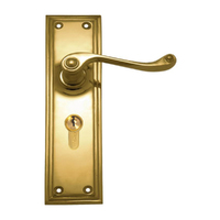 Superior Brass Heritage Door Lever Double Step Plate Entrance Set 47.6mm Polished Brass 4084A