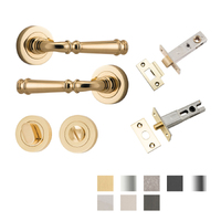 Iver Verona Door Lever Handle on Round Rose Privacy Kit - Available in Various Finishes