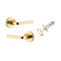 Iver Annecy Lever Handle on Round Rose Inbuilt Privacy Polished Brass 0320KIBPRIV60