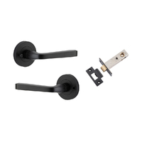 Iver Annecy Door Lever Handle on Round Rose Inbuilt Privacy Matt Black 0323KIBPRIV60