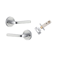 Iver Annecy Lever Handle on Round Rose Inbuilt Privacy Brushed Chrome 0325KIBPRIV60