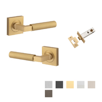 Iver Berlin Door Lever Handle on Square Rose Passage Kit - Available in Various Finishes