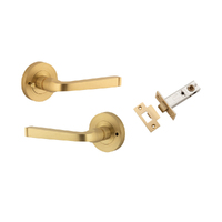 Iver Annecy Door Lever Handle on Round Rose Inbuilt Privacy Brushed Brass 0451KIBPRIV60