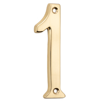 Restocking Soon: ETA Early December - Tradco Door House Numeral 1 Polished Brass 0611