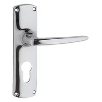 Tradco Retro Lever Handle on Rectangular Backplate Euro Chrome Plated 0820E