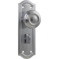 Restocking Soon: ETA Early December - Tradco Kensington Door Knob on Backplate Privacy Satin Chrome 0872P