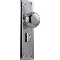 Tradco Richmond Door Knob on Long Backplate Privacy Chrome Plated 0881P